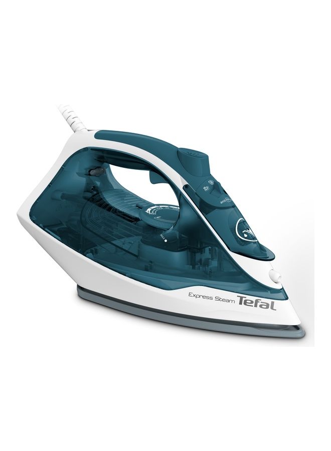 Tefal Express Steam Iron Heating And Efficient Ironing Real Ceramic Soleplate For Fast Gliding 185g Minute Steam Boost Easy To Refill Water Tank Anti Drip 1.0 L 2400.0 W FV2839 BlueWhite - Image 1
