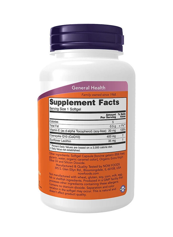 Now Foods - Coq10 400Mg 60 Softgels - Image 1