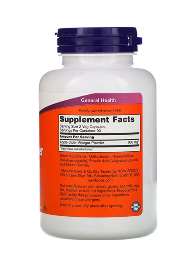 Now Foods Apple Cider Vinegar 450Mg 180 Veg Capsules - Image 2