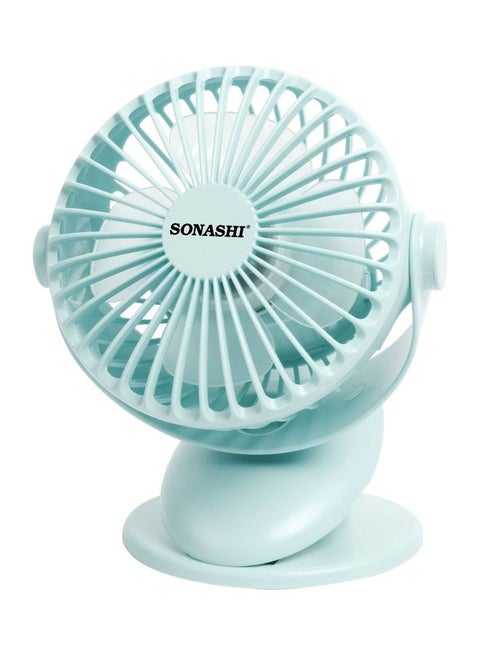 4 Inch Rechargeable Mini Fan With 3 Speeds | Continuous Working Of 1 Hour(High), 2.5 Hours(Mid) & 4 Hours(Low) | 5V Usb Charge With Overcharge Protection | Portable SRF-104N Blue