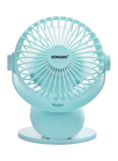 SONASHI 4 Inch Rechargeable Mini Fan With 3 Speeds | Continuous Working Of 1 Hour(High), 2.5 Hours(Mid) & 4 Hours(Low) | 5V Usb Charge With Overcharge Protection | Portable SRF-104N Blue  - Image 2