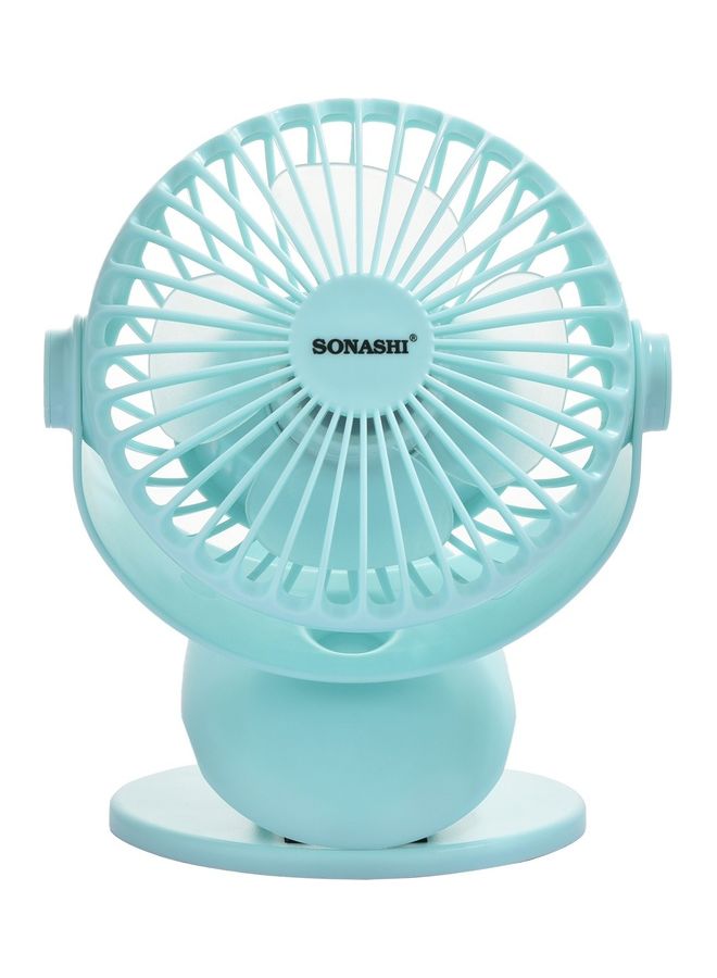 SONASHI - 4 Inch Rechargeable Mini Fan With 3 Speeds | Continuous Working Of 1 Hour(High), 2.5 Hours(Mid) & 4 Hours(Low) | 5V Usb Charge With Overcharge Protection | Portable SRF-104N Blue - Image 1