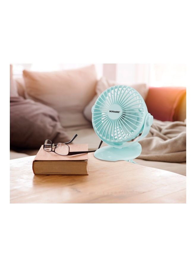 SONASHI - 4 Inch Rechargeable Mini Fan With 3 Speeds | Continuous Working Of 1 Hour(High), 2.5 Hours(Mid) & 4 Hours(Low) | 5V Usb Charge With Overcharge Protection | Portable SRF-104N Blue - Image 1