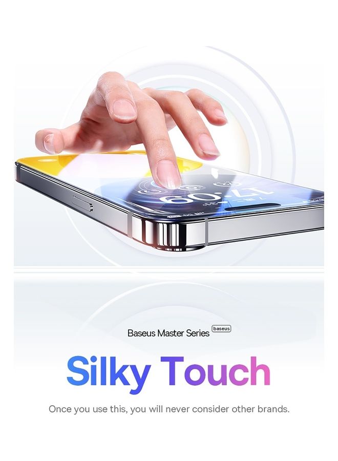 Baseus iPhone 15 Pro Max 6.7 Inch 9H Diamond Series Full-Coverage HD Tempered Glass Screen Protector With Cleaning Kit And EasyStick Installation Tool Clear - Image 3