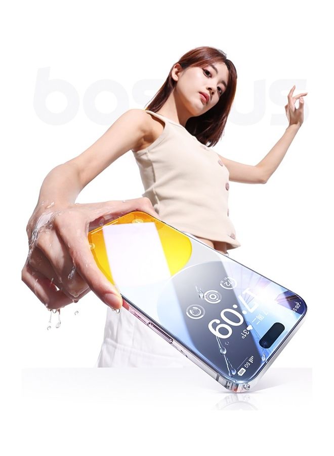 Baseus iPhone 15 Pro Max 6.7 Inch 9H Diamond Series Full-Coverage HD Tempered Glass Screen Protector With Cleaning Kit And EasyStick Installation Tool Clear - Image 5