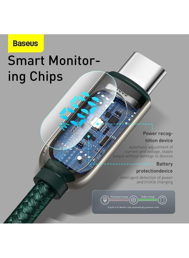 Baseus USB C Cable 1M, Nylon Braided 100W Power Delivery PD Fast Charge Cable USB C to USB C for iPhone 15 Pro/15 Pro Max/15/15 Plus, iPad mini 6, MacBook Pro/Air, iPad Pro, Samsung S23+, Huawei Mate X3, Green Green  - Image 3