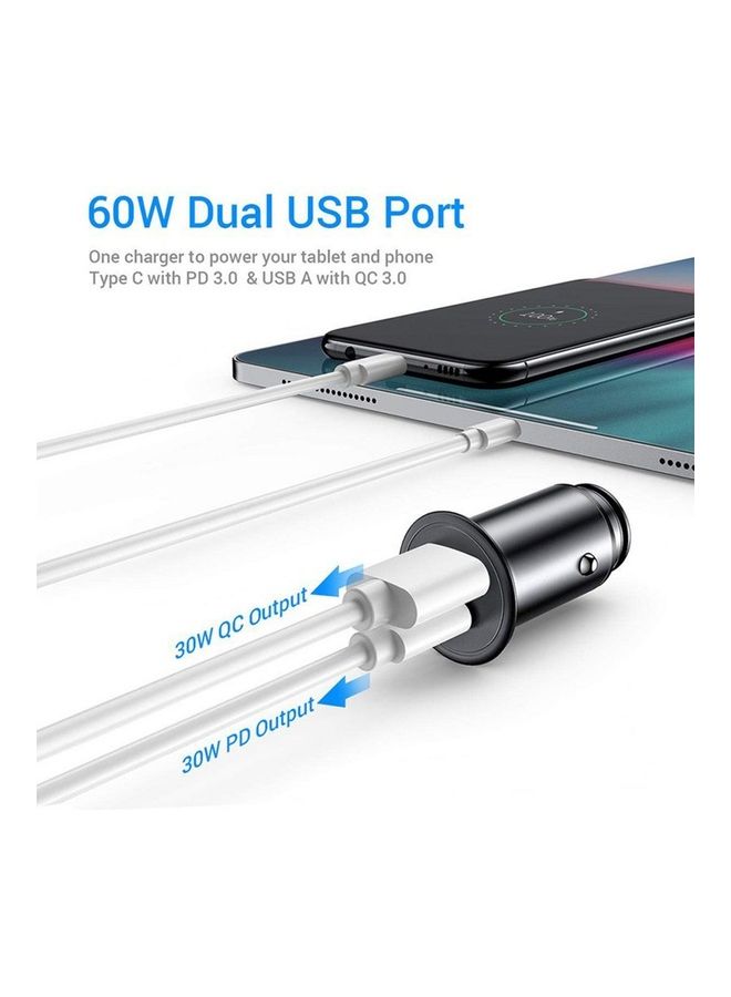 OFFBEAT Duo 65W QC 3.0 Plus PD 20W USB A And Type C Super Fast Car Charger Compatible With iPhone, Samsung, Macbook, Laptops, Tablets White  - Image 4