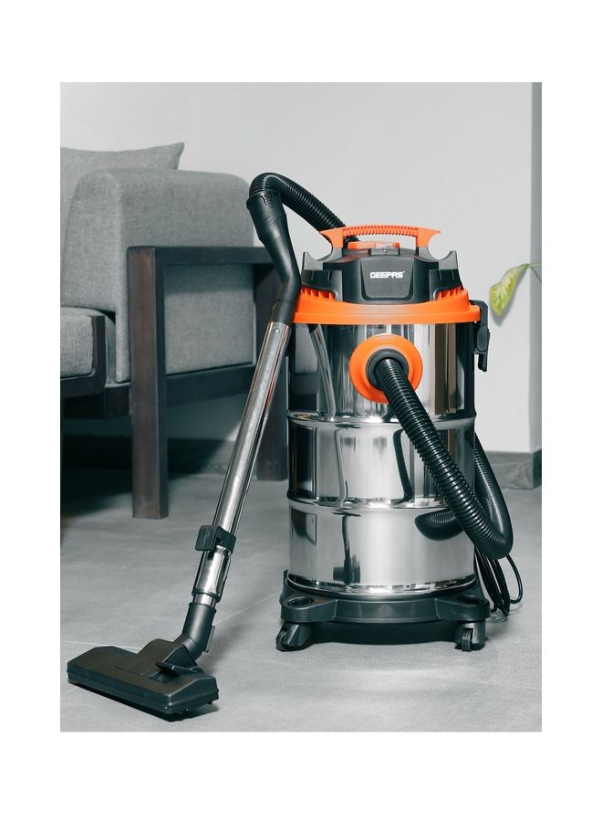 GEEPAS Vacuum Cleaner, 30L Dust Bag Capacity, 5M Cord Length, 3 In 1 Function, Wet, Dry And Blow, Powerful Suction, Perfect For Home, Office, Apartments, Easy To Move 1400 W GVC19032 Silver  - Image 2