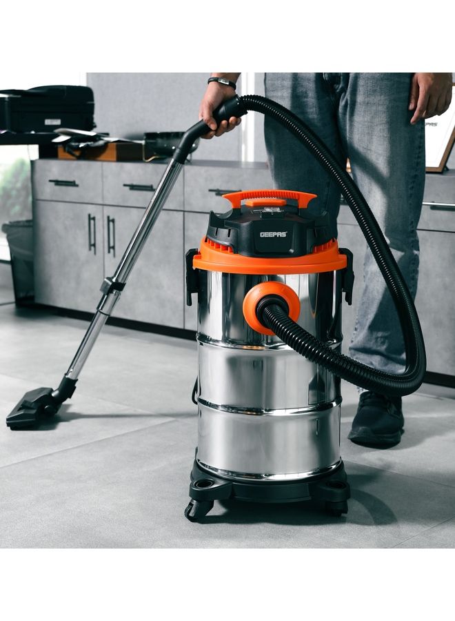 GEEPAS Vacuum Cleaner, 30L Dust Bag Capacity, 5M Cord Length, 3 In 1 Function, Wet, Dry And Blow, Powerful Suction, Perfect For Home, Office, Apartments, Easy To Move 1400 W GVC19032 Silver  - Image 3
