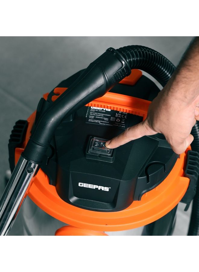 GEEPAS Vacuum Cleaner, 30L Dust Bag Capacity, 5M Cord Length, 3 In 1 Function, Wet, Dry And Blow, Powerful Suction, Perfect For Home, Office, Apartments, Easy To Move 1400 W GVC19032 Silver  - Image 4