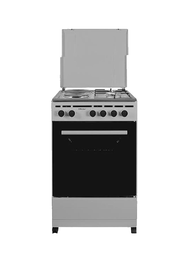 Nobel 50 x 50 Electric & Gas Cooker, 2 Gas Burner, 2 Hot Plate, Electric Grill & Electric Oven, 6 Knob Control, Manual Ignition, Stainless Steel Lid, Inner Light, 49.8 x 54.7 x 86 cm, Silver, Made In Turkey NGC5200-S Silver  - Image 1