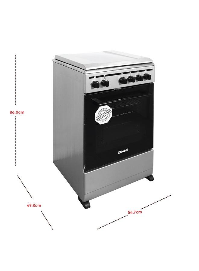 Nobel 50 x 50 Electric & Gas Cooker, 2 Gas Burner, 2 Hot Plate, Electric Grill & Electric Oven, 6 Knob Control, Manual Ignition, Stainless Steel Lid, Inner Light, 49.8 x 54.7 x 86 cm, Silver, Made In Turkey NGC5200-S Silver  - Image 2
