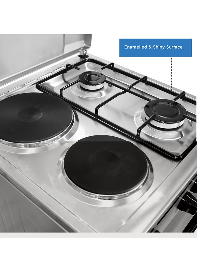 Nobel 50 x 50 Electric & Gas Cooker, 2 Gas Burner, 2 Hot Plate, Electric Grill & Electric Oven, 6 Knob Control, Manual Ignition, Stainless Steel Lid, Inner Light, 49.8 x 54.7 x 86 cm, Silver, Made In Turkey NGC5200-S Silver  - Image 5