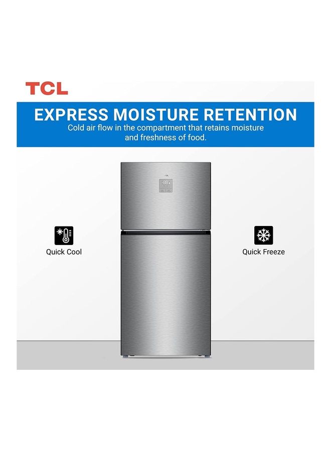 TCL Double Door Top Mount Refrigerator, Total No Frost Fridge And Freezer With LED And Touch Control, Interior LED Light And Large Crisper With Humidity Control P700TMN Silver - Image 4