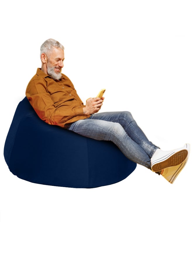 In-House Niklas | Velvet Bean Bag Chair Dark Blue Meduim - Image 1