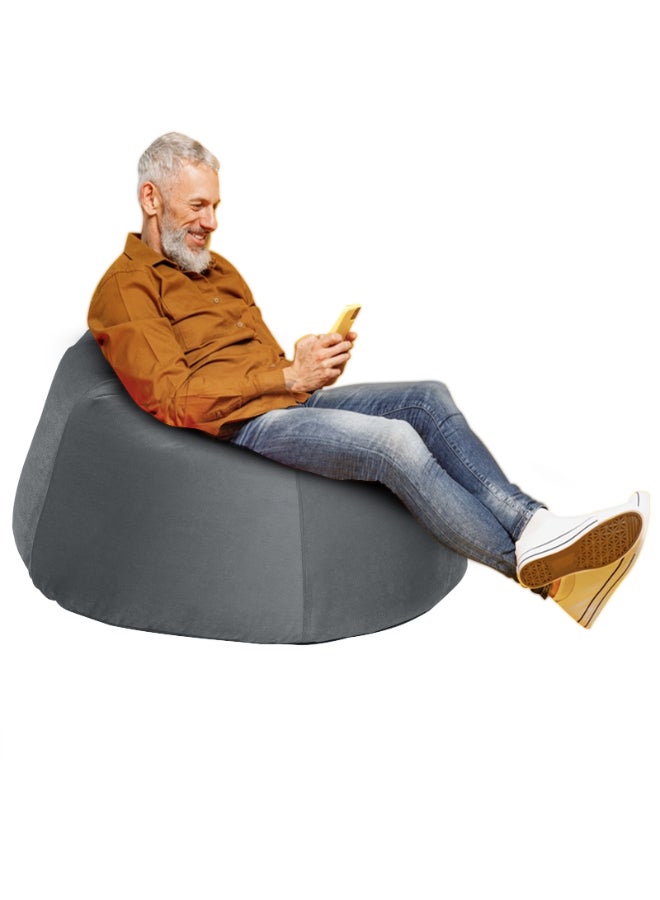 In-House - Niklas | Velvet Bean Bag Chair Grey Small - Image 1
