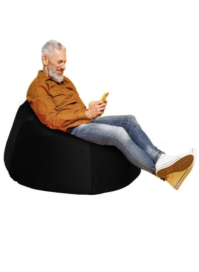 In-House - Niklas | Velvet Bean Bag Chair Black Meduim - Image 1
