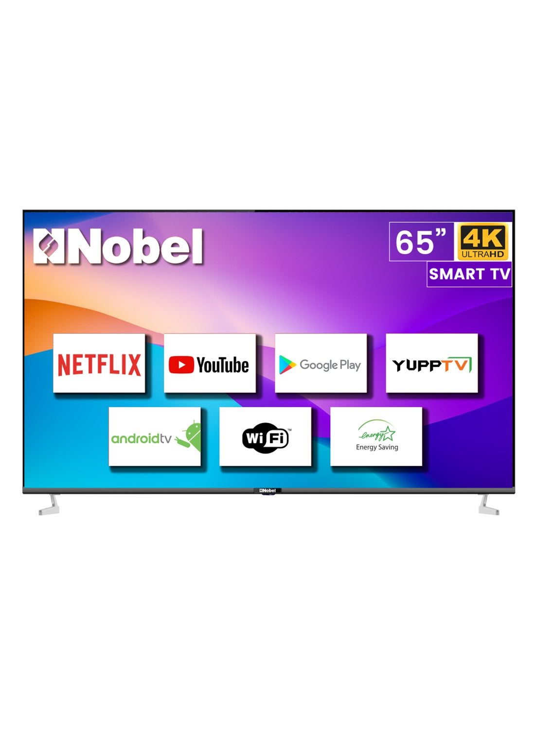 شاشة LED ذكية 65 بوصة بدقة 4K فائقة الدقة - بدون إطار DLED DVBT2-S2 Netflix Youtube Amazon Prime Android 