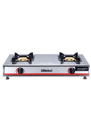 Dual Gas Burner 2 Brass Burners with Auto Ignition and 7.37 kW Heat Input with FFD -  Flame Failure Device 71.0 x 41.0 x 14.0 (W x D x H) CM NGT2005 Stainless Steel - v1692791853/N12361516A_1