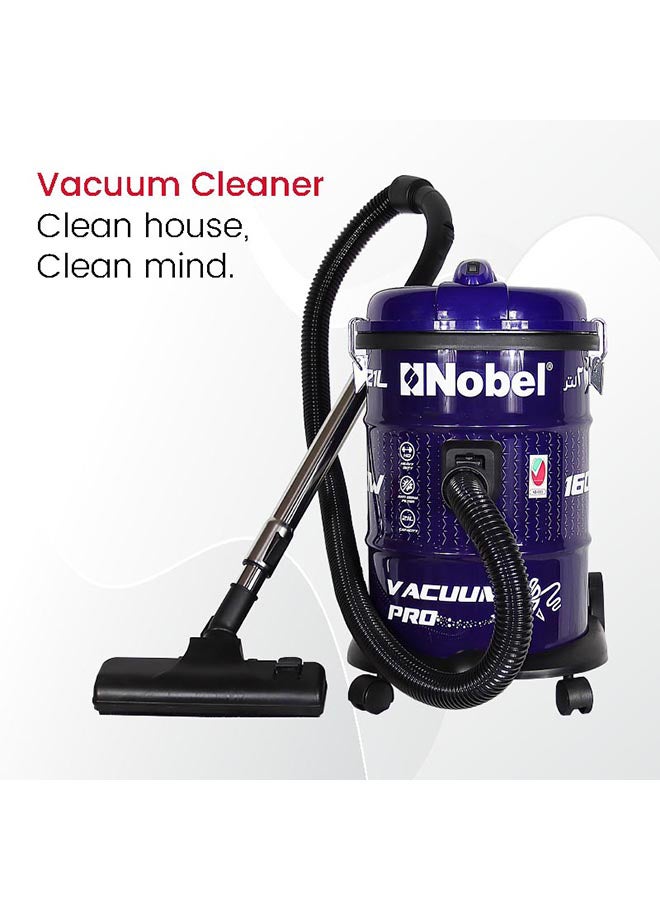 Nobel Drum Vacuum Cleaner with Solid & Durable Iron Tank and Smooth Roller For Better Agility Wheels 21 L 1600 W NVC2121 Purple  - Image 3