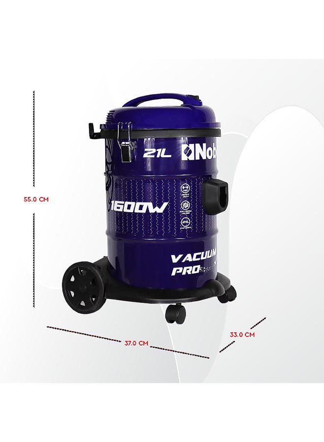 Nobel Drum Vacuum Cleaner with Solid & Durable Iron Tank and Smooth Roller For Better Agility Wheels 21 L 1600 W NVC2121 Purple  - Image 4
