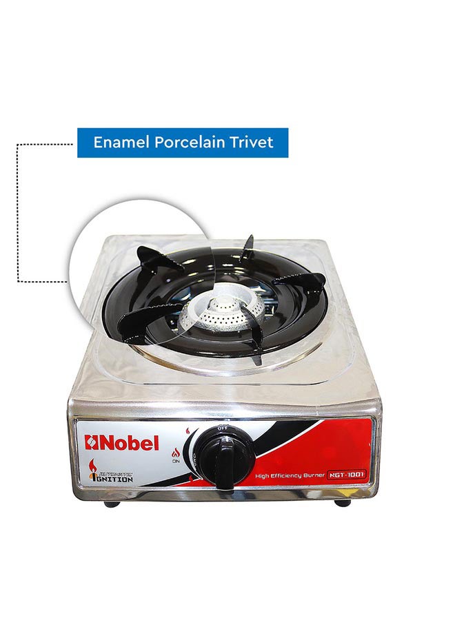 نوبل موقد غاز بشعلة واحدة، حامل مطلي بالمينا من الفولاذ المقاوم للصدأ، رأس موقد خلية النحل من الحديد الزهر - 380 × 270 × 85 (العرض × العمق × الارتفاع) ملم - Image 5