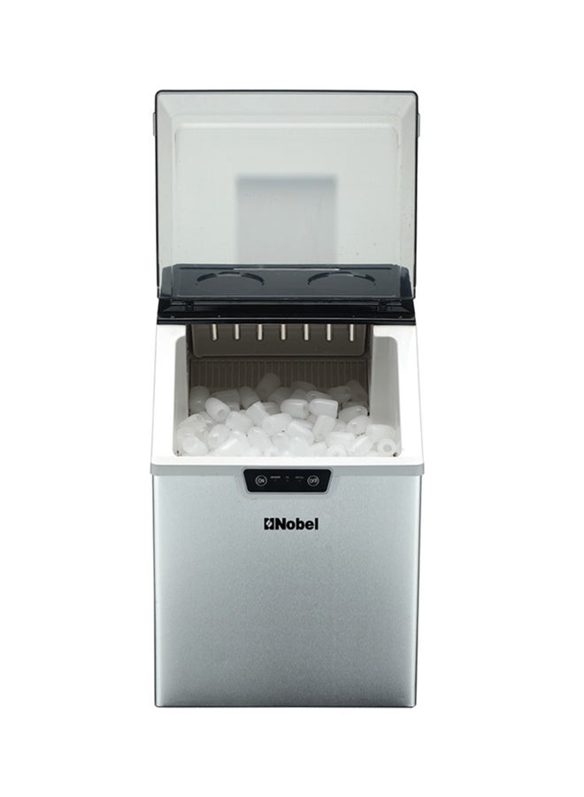 Nobel - Ice Cube Maker Stainless Steel 15-18 Kgs 24 Hrs Ice Making Capacity 2.4Kgs Icebin Capacity, 3.2L Water Tank Bullet Ice Shaped Led Indicator 18.0 kg 150.0 W NIM24 Silver - Image 1