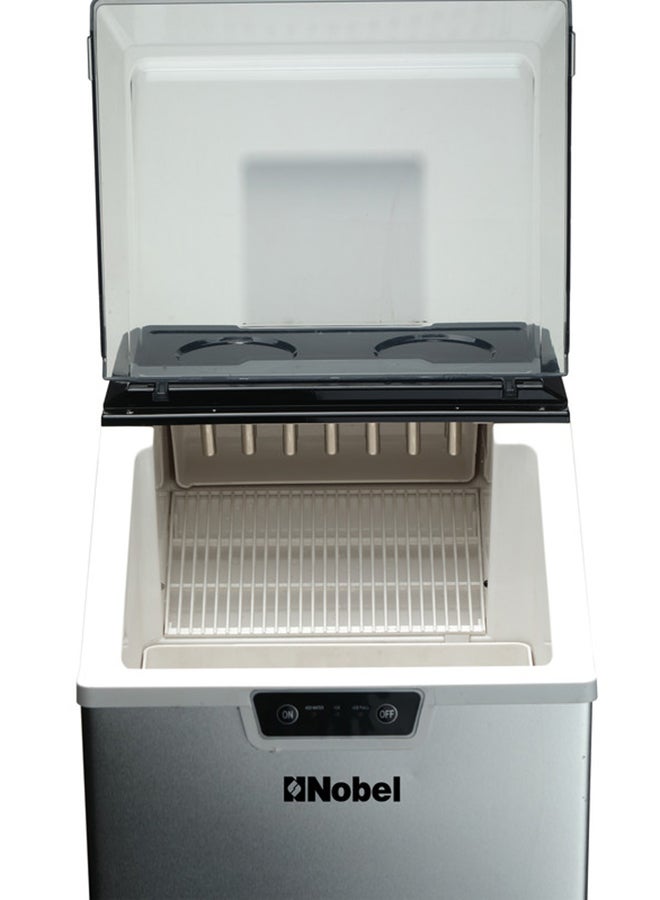 Nobel - Ice Cube Maker Stainless Steel 15-18 Kgs 24 Hrs Ice Making Capacity 2.4Kgs Icebin Capacity, 3.2L Water Tank Bullet Ice Shaped Led Indicator 18.0 kg 150.0 W NIM24 Silver - Image 1