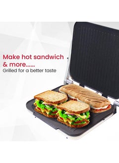 Nobel Portable Grill And Panini Maker Contact Grill 2000W Fixed Temperature Control Barbeque Grill Plate Ready light Power Indicator 2000 W NCG100 Black & Silver  - Image 3