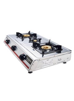 Nobel 3 Gas Burner/3 Brass Burners Gas Stove Stainless Steel Enamel Porcelain Trivet Auto Ignition Tripple Burner 710 x 410 x 140 (W x D x H) mm NGT3001 Silver  - Image 3