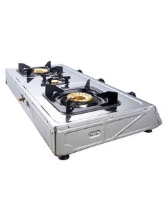 Nobel 3 Gas Burner/3 Brass Burners Gas Stove Stainless Steel Enamel Porcelain Trivet Auto Ignition Tripple Burner 710 x 410 x 140 (W x D x H) mm NGT3001 Silver  - Image 4