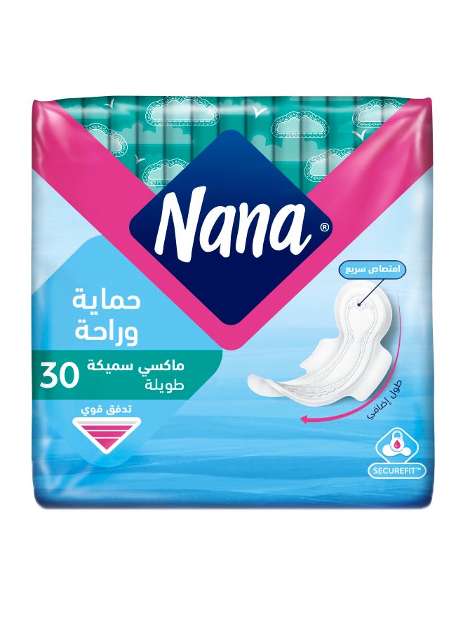 نانا - 30 قطعة من فوط صحية بالأجنحة مقاس ماكسي - Image 1