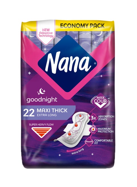Maxi Good Night With Wings Pads, 22 Count White