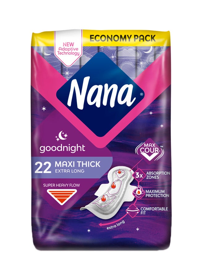 Maxi Good Night With Wings Pads, 22 Count White