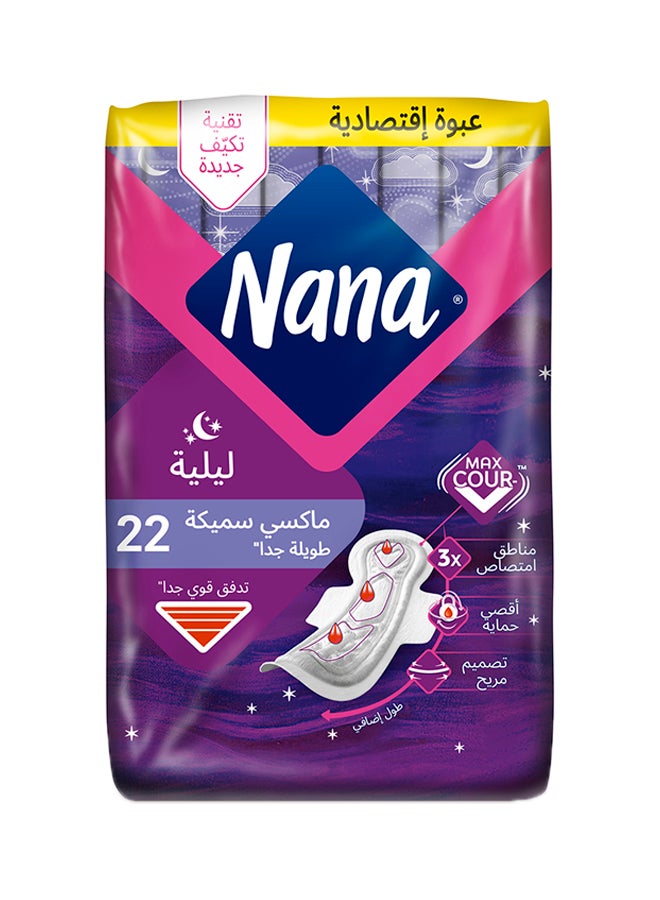 Maxi Good Night With Wings Pads, 22 Count White