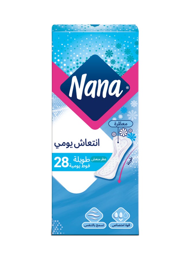 نانا - طقم فوط صحية طويلة منعشة لانتعاش يومي من 28 قطعة أبيض - Image 1