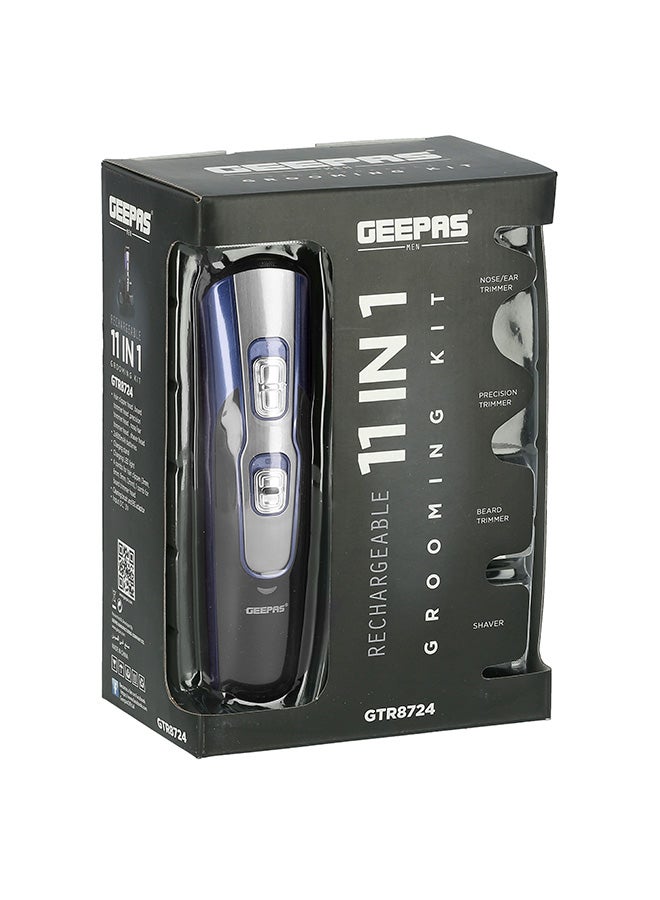 GEEPAS - 11-IN-1 Rechargeable Grooming Kit- GTR8724, Includes Hair Clipper Head And Beard Trimmer Head Black/Red 6x23.6x16.2cm - Image 1