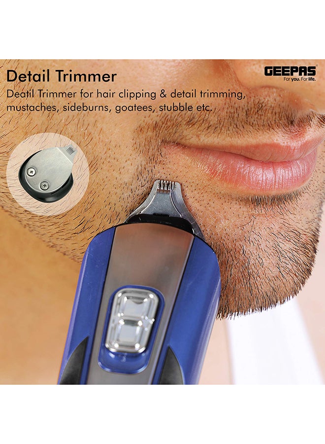 GEEPAS - 11-IN-1 Rechargeable Grooming Kit- GTR8724, Includes Hair Clipper Head And Beard Trimmer Head Black/Red 6x23.6x16.2cm - Image 1