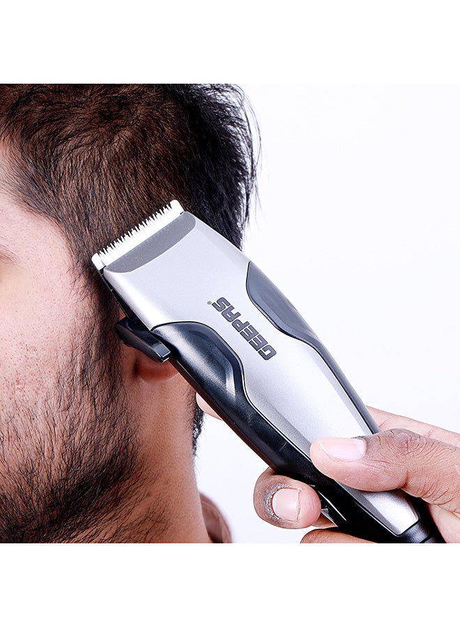 GEEPAS - GTR8654 Hair Clipper With Ceramic Blade- Styling Tools, Hair Trimmer Cutting Professional Grooming Clippers With 4 Combs, Brush And Oil For Adult And Kids, 15W Silver/Black - Image 1