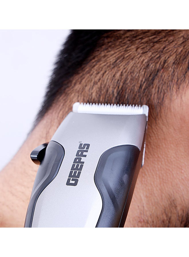 GEEPAS - GTR8654 Hair Clipper With Ceramic Blade- Styling Tools, Hair Trimmer Cutting Professional Grooming Clippers With 4 Combs, Brush And Oil For Adult And Kids, 15W Silver/Black - Image 1