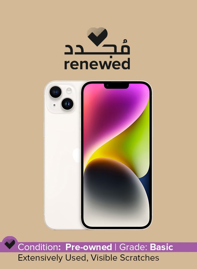 ابل  Renewed - iPhone 14 256GB Starlight 5G With FaceTime - Image 1