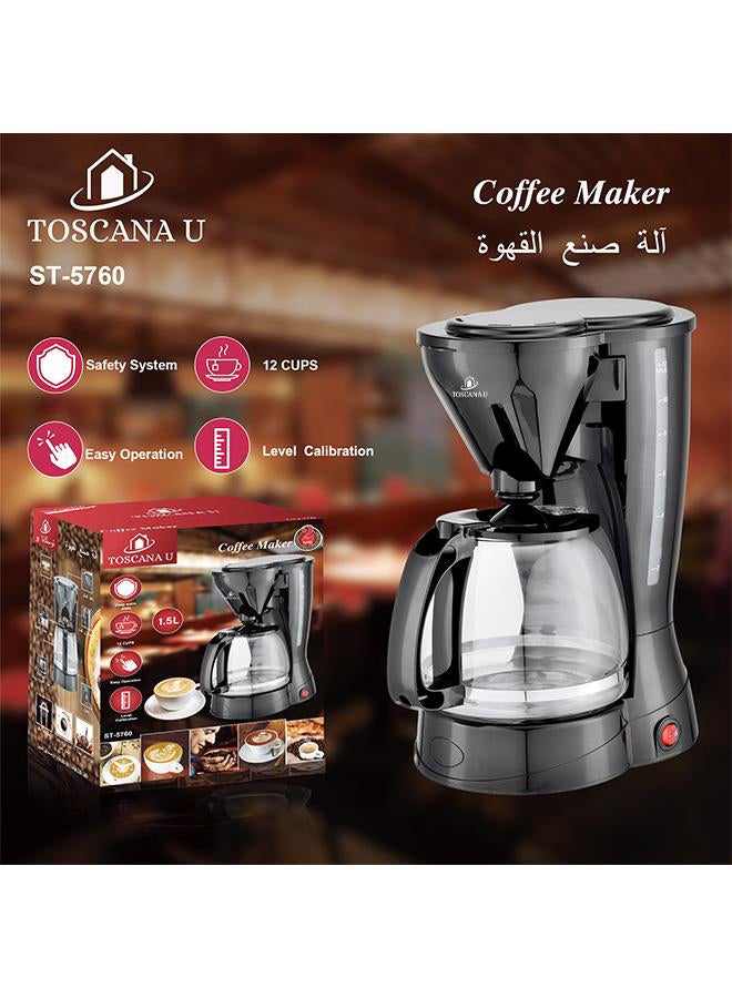 TOSCANA U - Coffee Maker With Detachable And Reusable Filter 1.5 L 800 W ST-5760 Black - Image 1