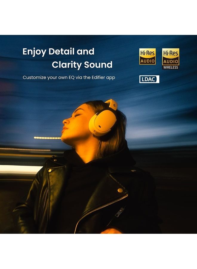 Hybrid Active Noise Cancelling Headphones - LDAC Codec With Hi-Res Audio And Custom EQ Via App After 55H Playtime Plus Foldable Wireless Over-Ear Bluetooth V5.3 Ivory