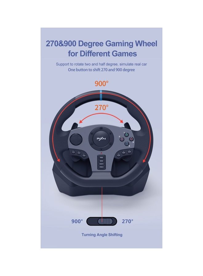 بي اكس ان - عجلة القيادة PXN V9 Racing Wheel عجلة القيادة 270 درجة / 900 درجة PS4 عجلة القيادة ذات المحرك المزدوج القيادة مع الدواسات وعجلة سباق لعبة Shifter لجهاز PS4 PC Xbox One Xbox Series S/X Nintendo Switch - Image 1