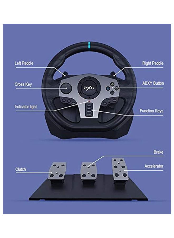 بي اكس ان - عجلة القيادة PXN V9 Racing Wheel عجلة القيادة 270 درجة / 900 درجة PS4 عجلة القيادة ذات المحرك المزدوج القيادة مع الدواسات وعجلة سباق لعبة Shifter لجهاز PS4 PC Xbox One Xbox Series S/X Nintendo Switch - Image 1