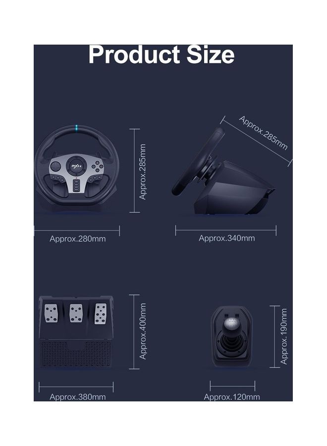 بي اكس ان - عجلة القيادة PXN V9 Racing Wheel عجلة القيادة 270 درجة / 900 درجة PS4 عجلة القيادة ذات المحرك المزدوج القيادة مع الدواسات وعجلة سباق لعبة Shifter لجهاز PS4 PC Xbox One Xbox Series S/X Nintendo Switch - Image 1