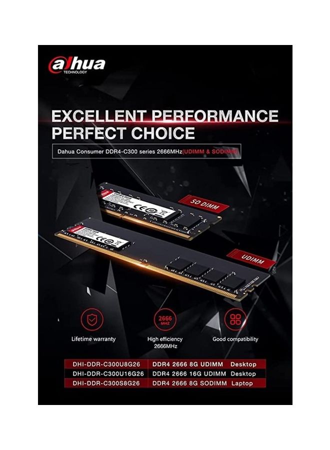Dahua - C300 Series 8GB RAM DDR4 3200MHz CL22-22-22-51 1.2v Memory Module For Laptop Black - Image 1