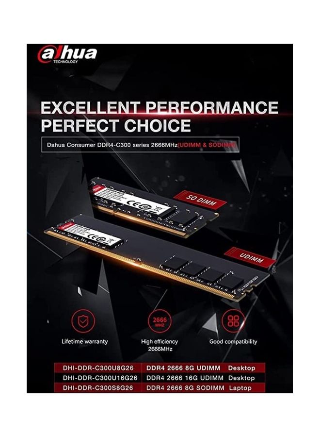 Dahua - C300 Series 16GB RAM DDR4 3200MHz CL22-22-22-51 1.2v Memory Module For Desktop Black - Image 1