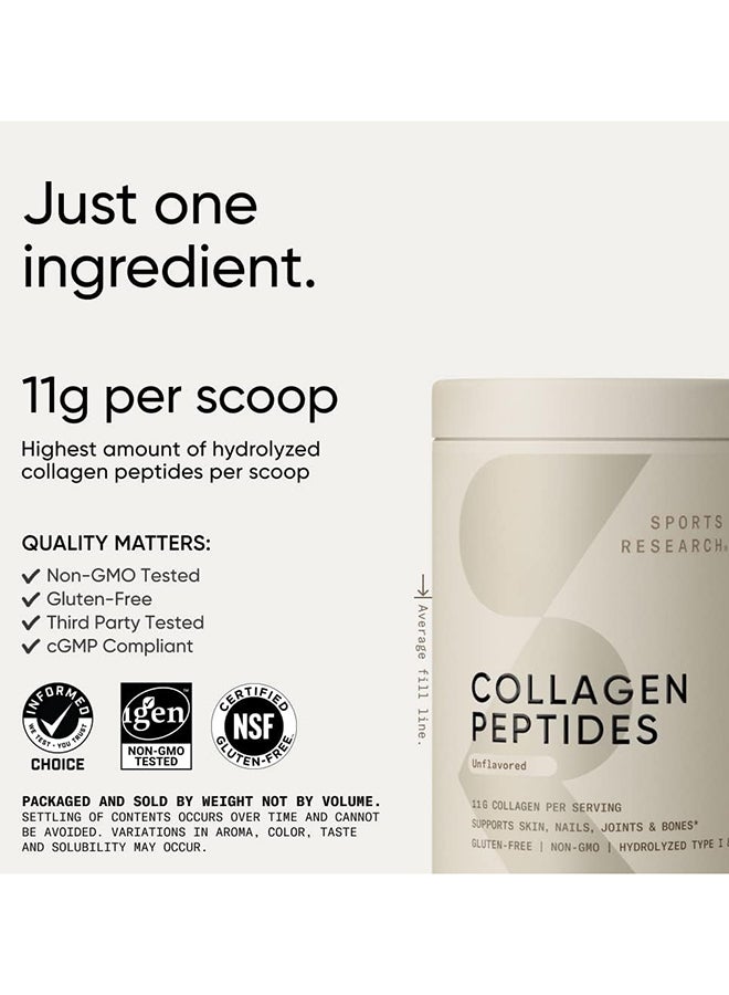 Sports Research Collagen Peptides Powder Unflavored Hydrolyzed Type I & Iii 1Lb 454G