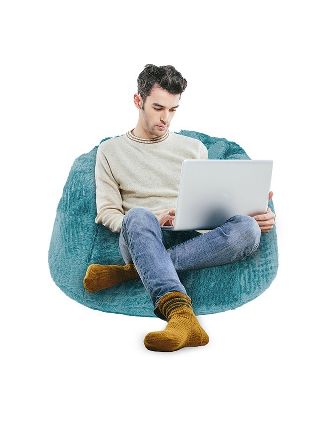 In-House - Kempes | Fur Bean Bag Chair Turquoise Meduim - Image 1